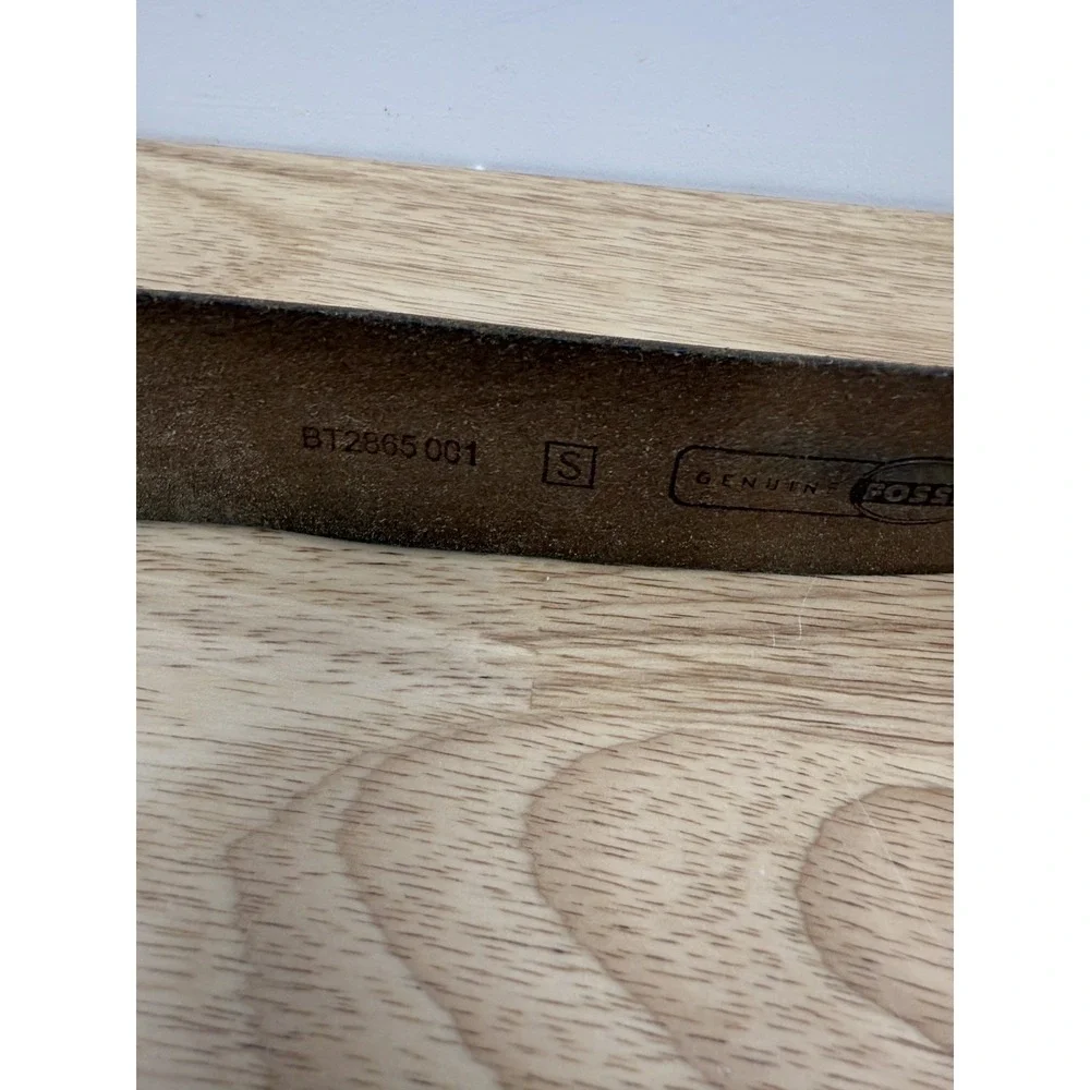 Fossil Women's Brown Soft Leather‎ Rhinestone Buckle Belt Small #14